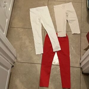 H&M/HANNA ANDERSON Leggings in White, Cream, and Red size: 6/7